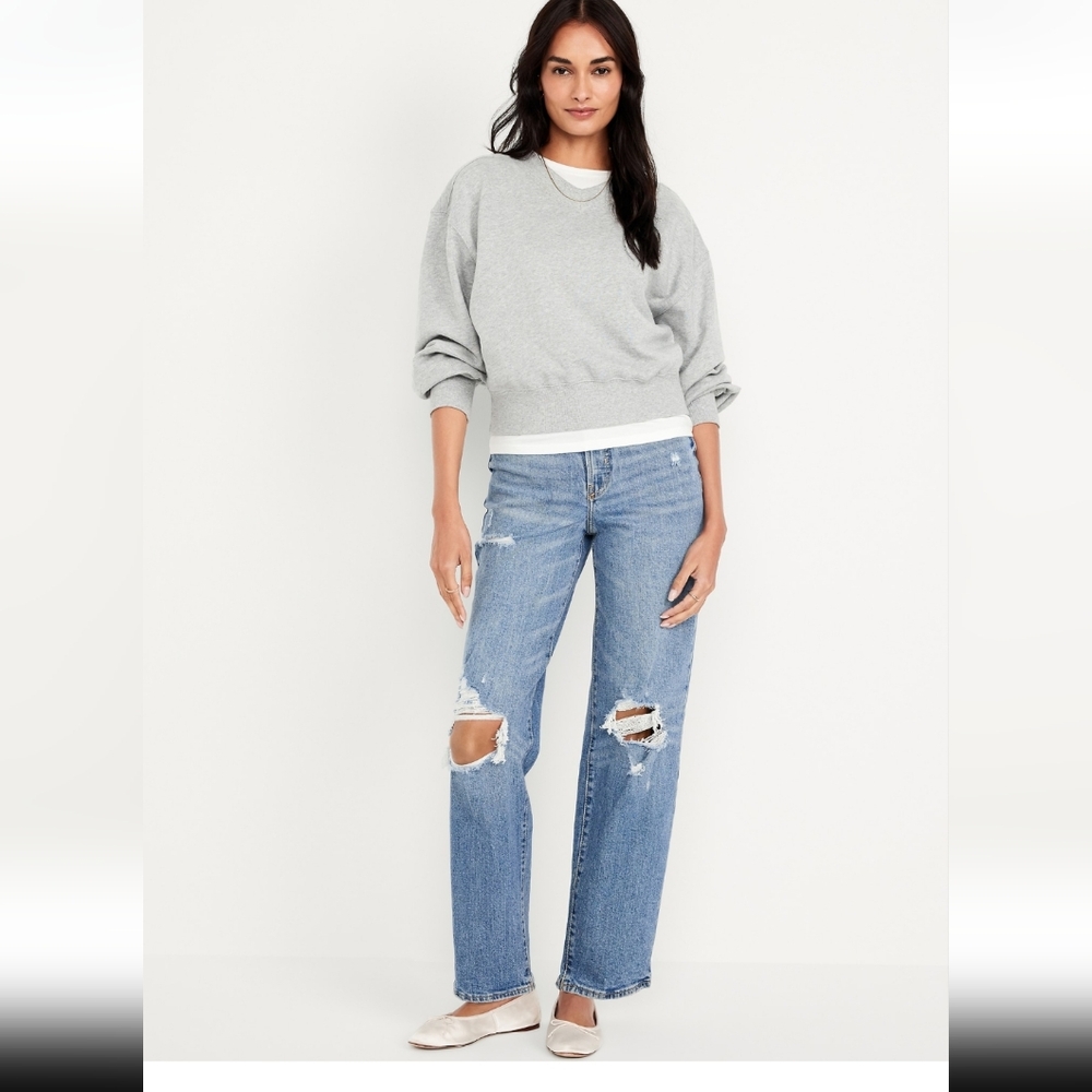High Waisted OG Loose Ripped Jeans by Old Navy 14 Petite Medium Wash